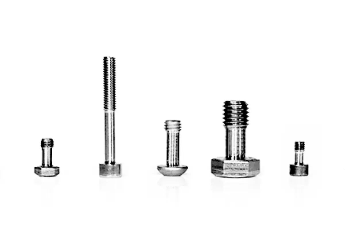 Fünf Savetix-Schrauben in unterschiedlichen Längen, Kopfformen und Stärken, Auswahl im Schraubenkonfigurator.